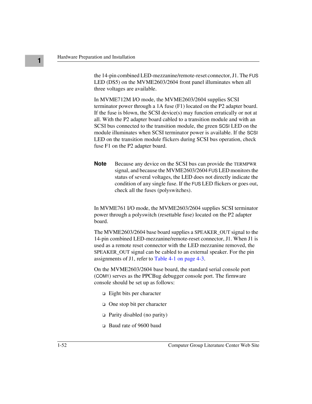 Motorola MVME2600 manual Hardware Preparation and Installation 