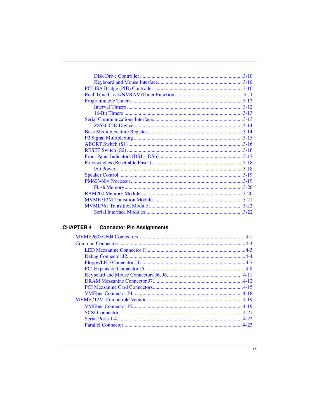 Motorola MVME2600 manual Connector Pin Assignments 