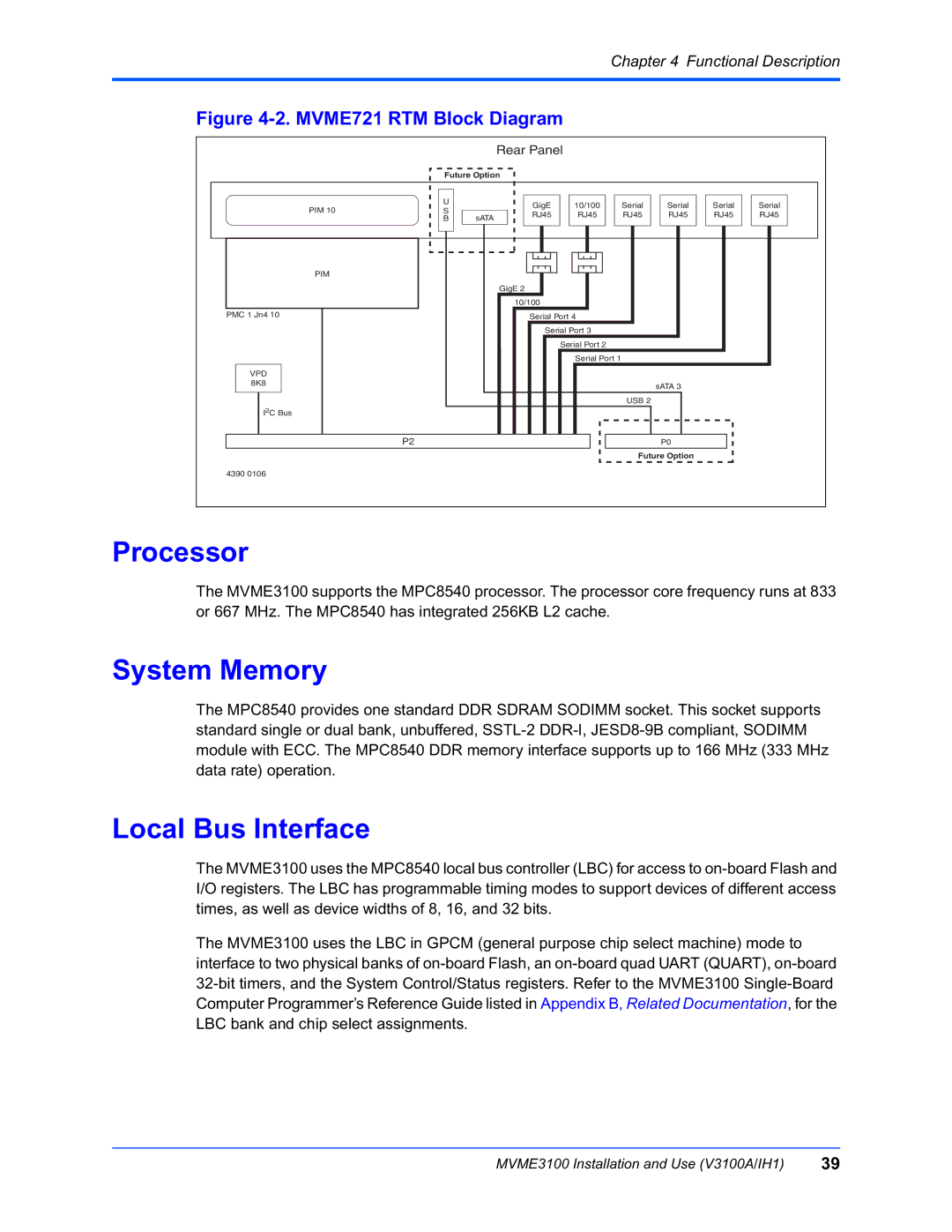 Motorola MVME3100 manual Processor, System Memory, Local Bus Interface 