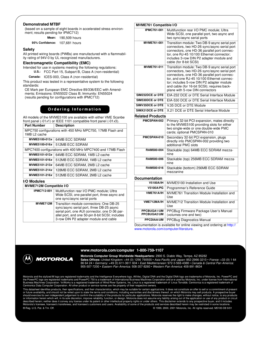 Motorola MVME5100 Series manual D e r i n g I n f o r m a t i o n 