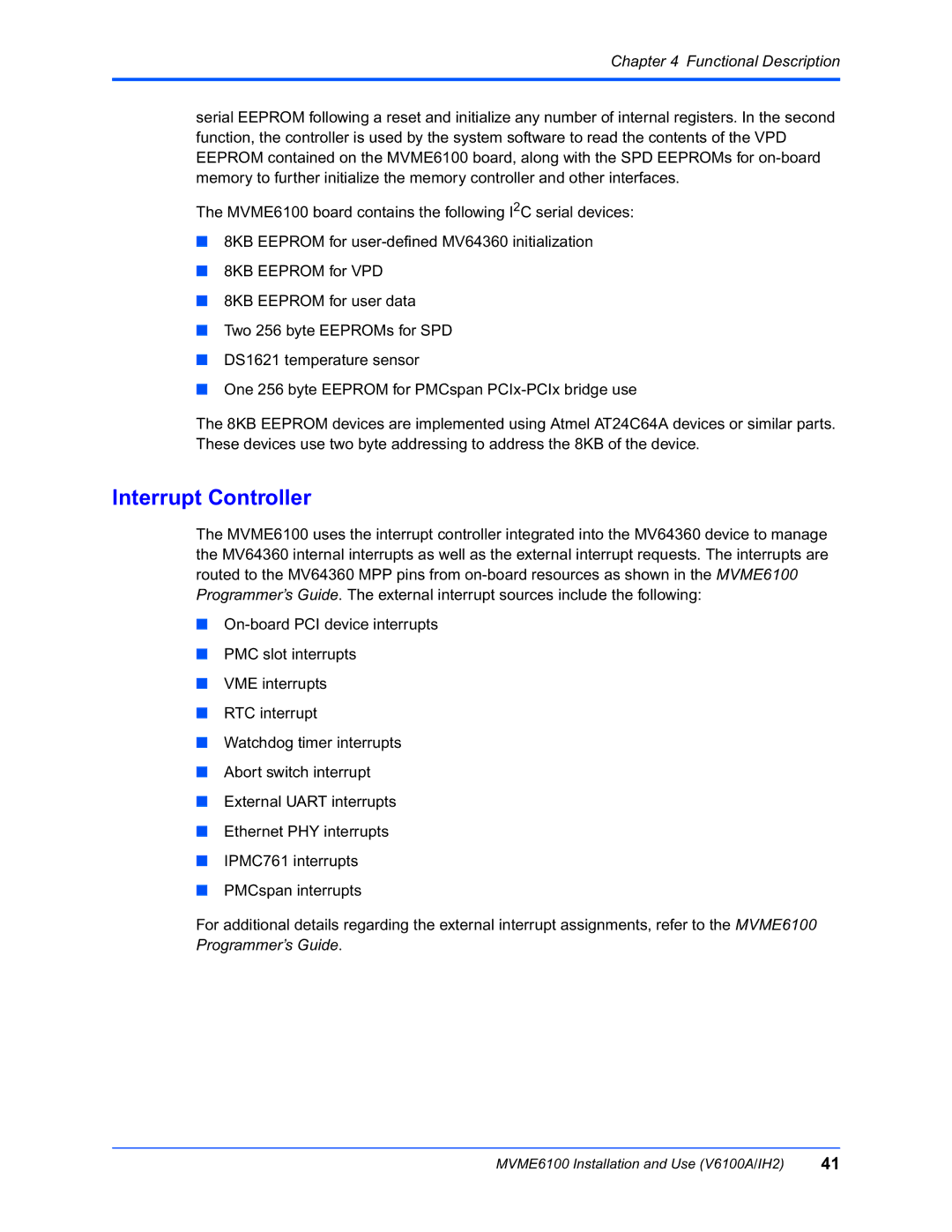 Motorola MVME6100 manual Interrupt Controller 