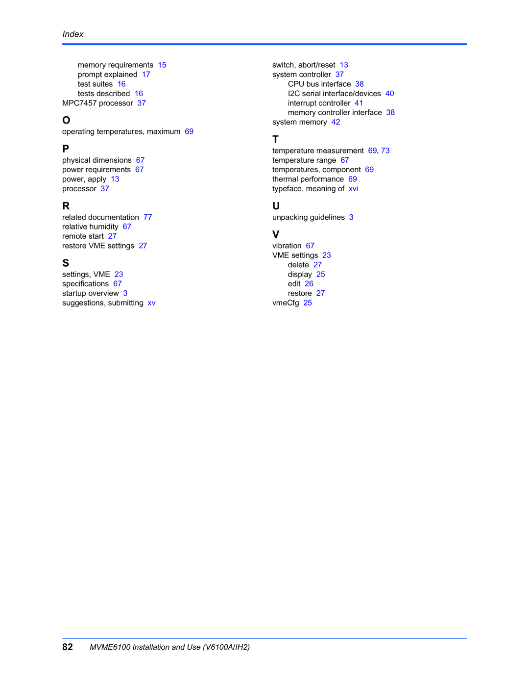 Motorola MVME6100 manual Index 