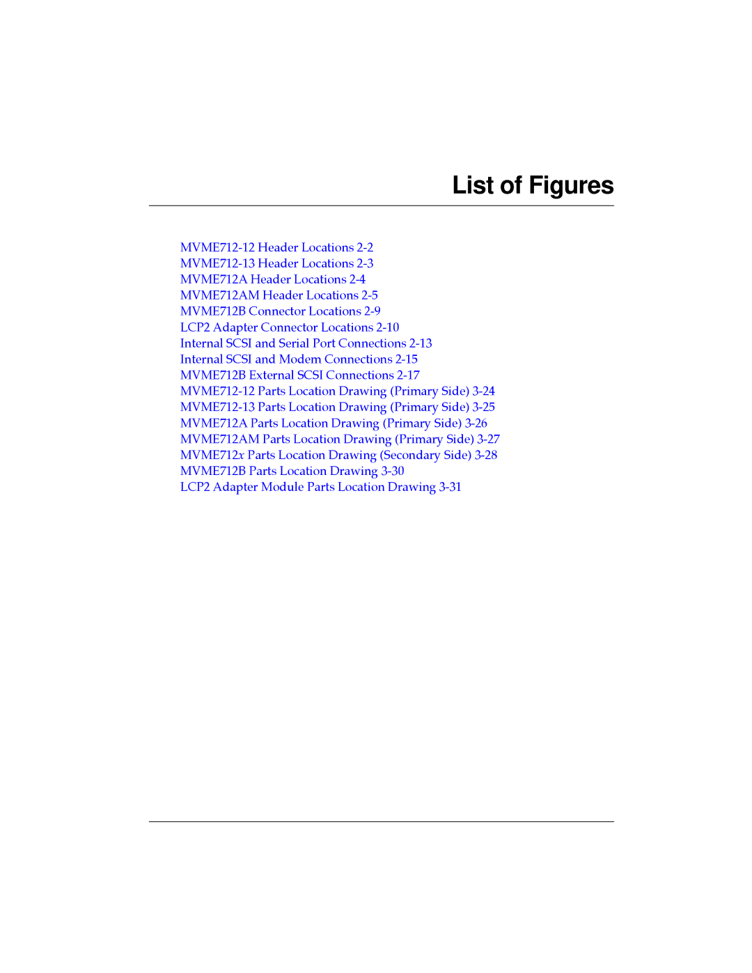 Motorola MVME712-13, MVME712A/D3, MVME712-12, MVME712AM, MVME712B user manual List of Figures 