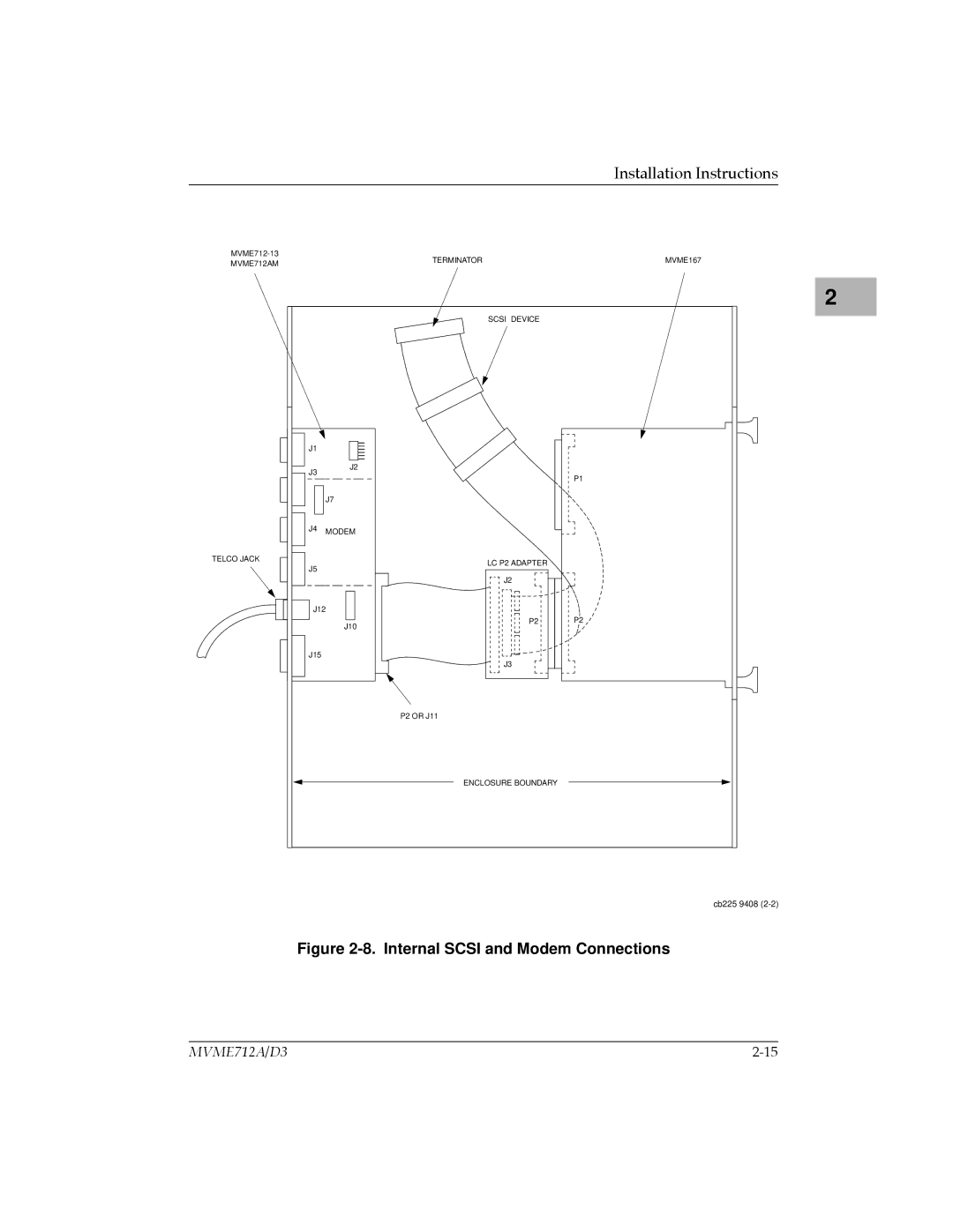 Motorola MVME712A/D3, MVME712-12, MVME712AM, MVME712B, MVME712-13 user manual Internal Scsi and Modem Connections 