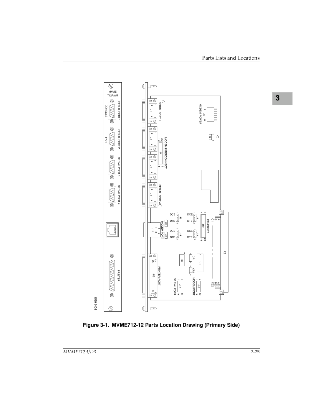 Motorola MVME712B, MVME712A/D3, MVME712-12, MVME712AM, MVME712-13 user manual Side, MVME7121.-3FigureocationL-12 Parts 