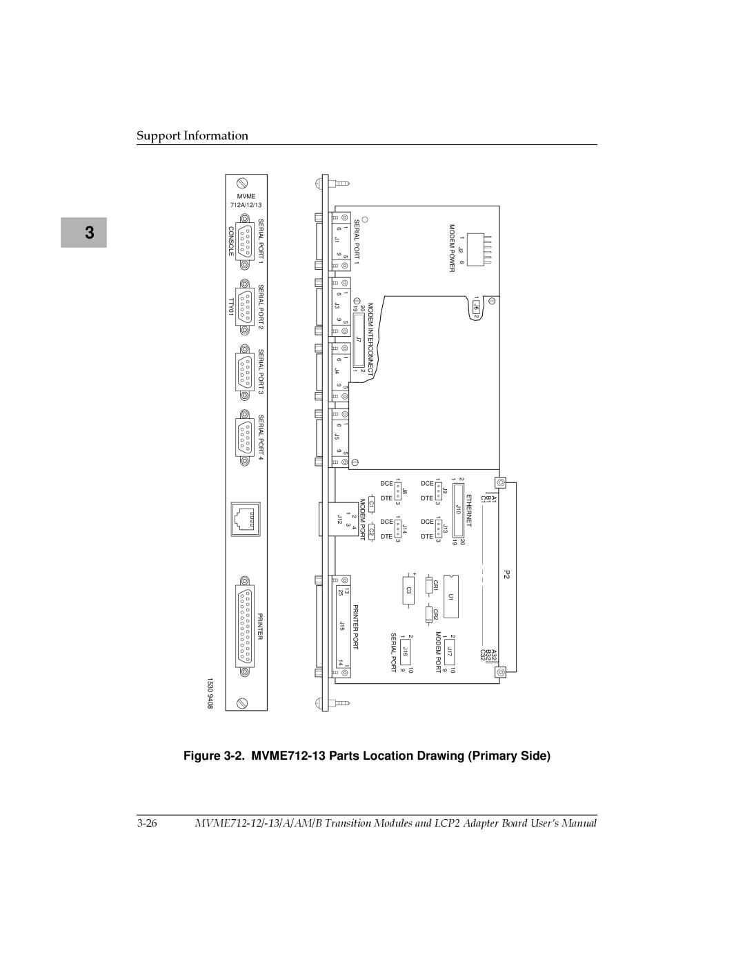 Motorola MVME712A/D3, MVME712-12, MVME712AM, MVME712B user manual MVME712-13 Parts Location Drawing Primary Side 