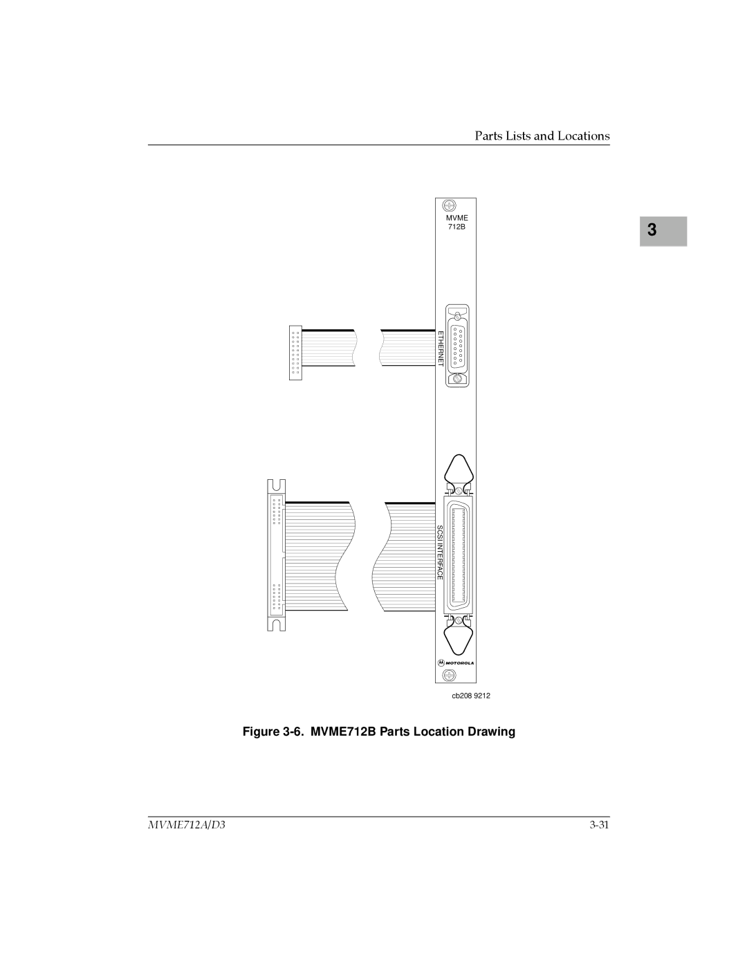 Motorola MVME712A/D3, MVME712-12, MVME712AM, MVME712-13 user manual MVME712B Parts Location Drawing 