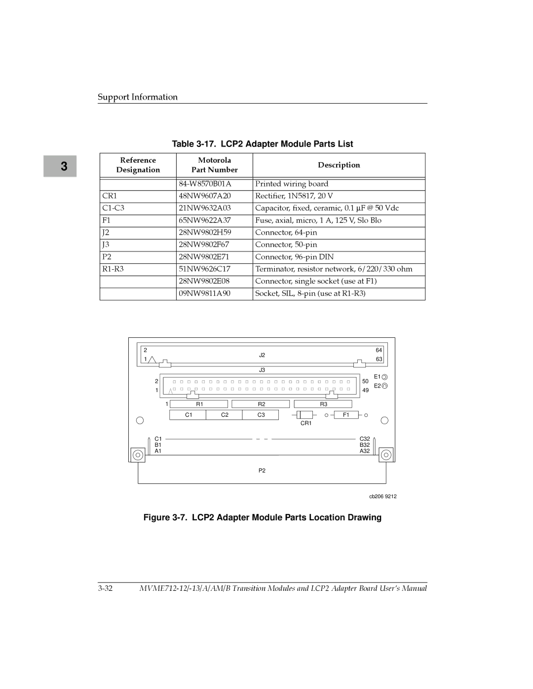 Motorola MVME712-13, MVME712A/D3, MVME712-12, MVME712AM, MVME712B user manual LCP2 Adapter Module Parts List, CR1 