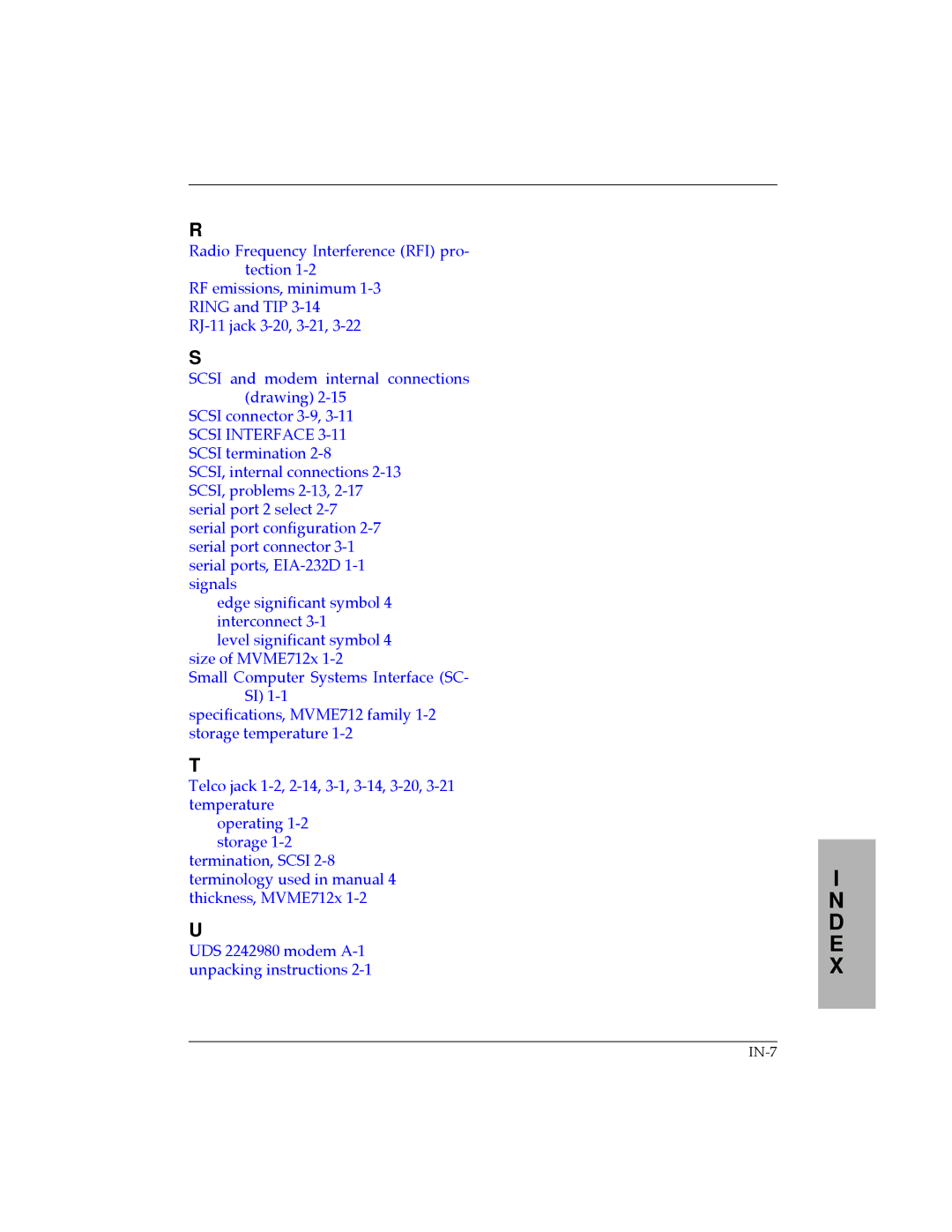 Motorola MVME712-12, MVME712A/D3, MVME712AM, MVME712B, MVME712-13 user manual IN-7 