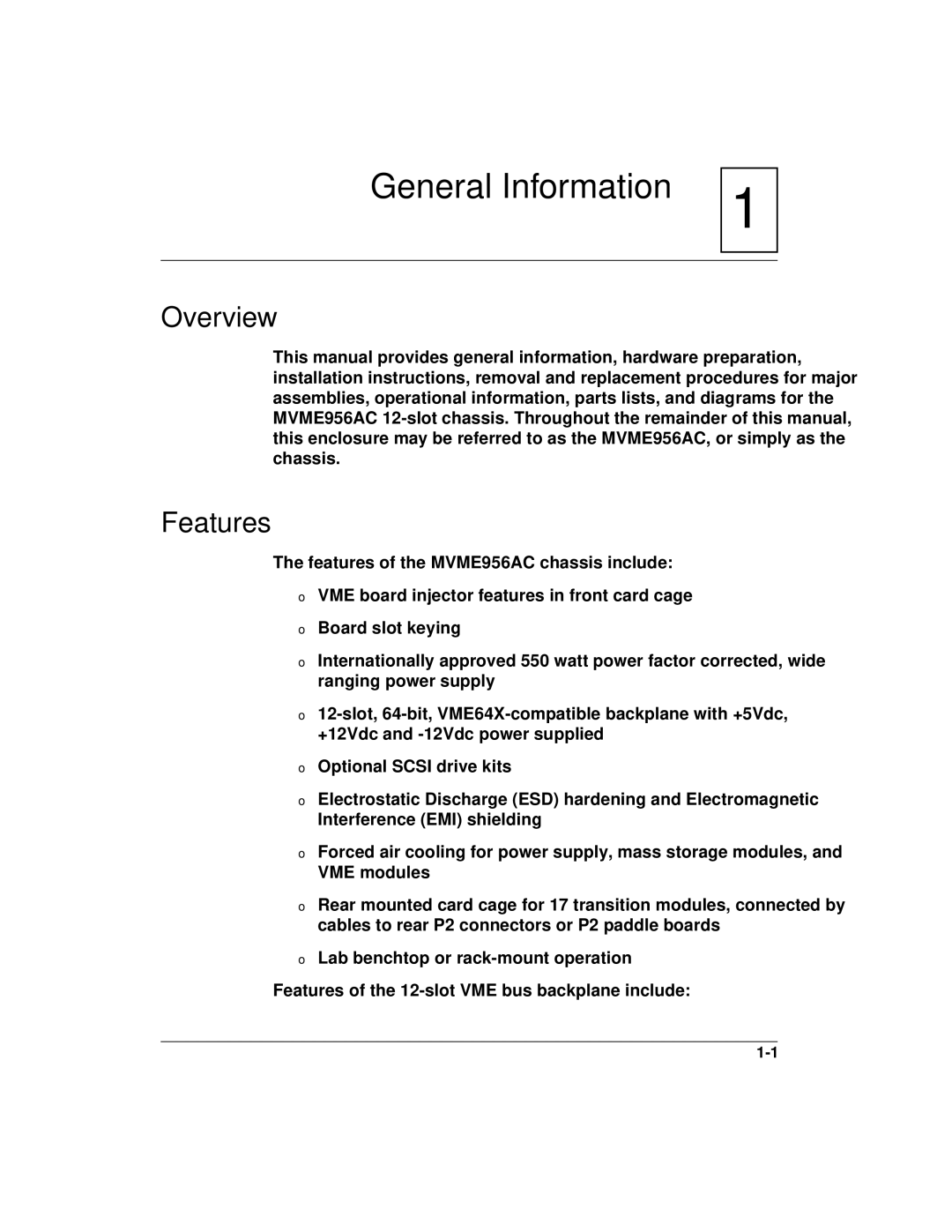 Motorola MVME956UM2, MVME956AC user manual Overview, Features 