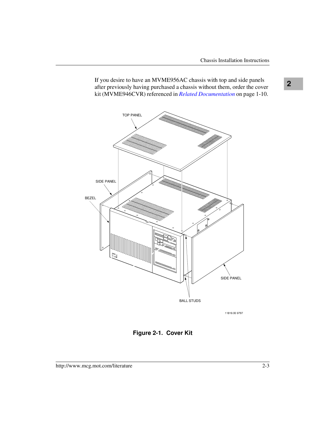 Motorola MVME956UM2, MVME956AC user manual Cover Kit 