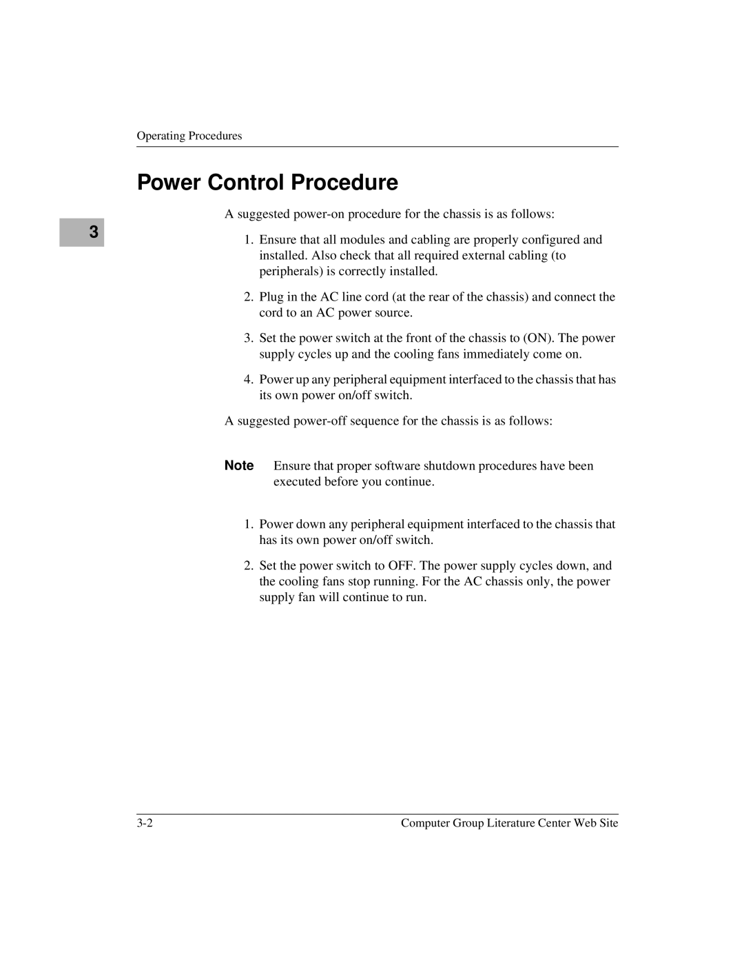 Motorola MVME956UM2, MVME956AC user manual Power Control Procedure 