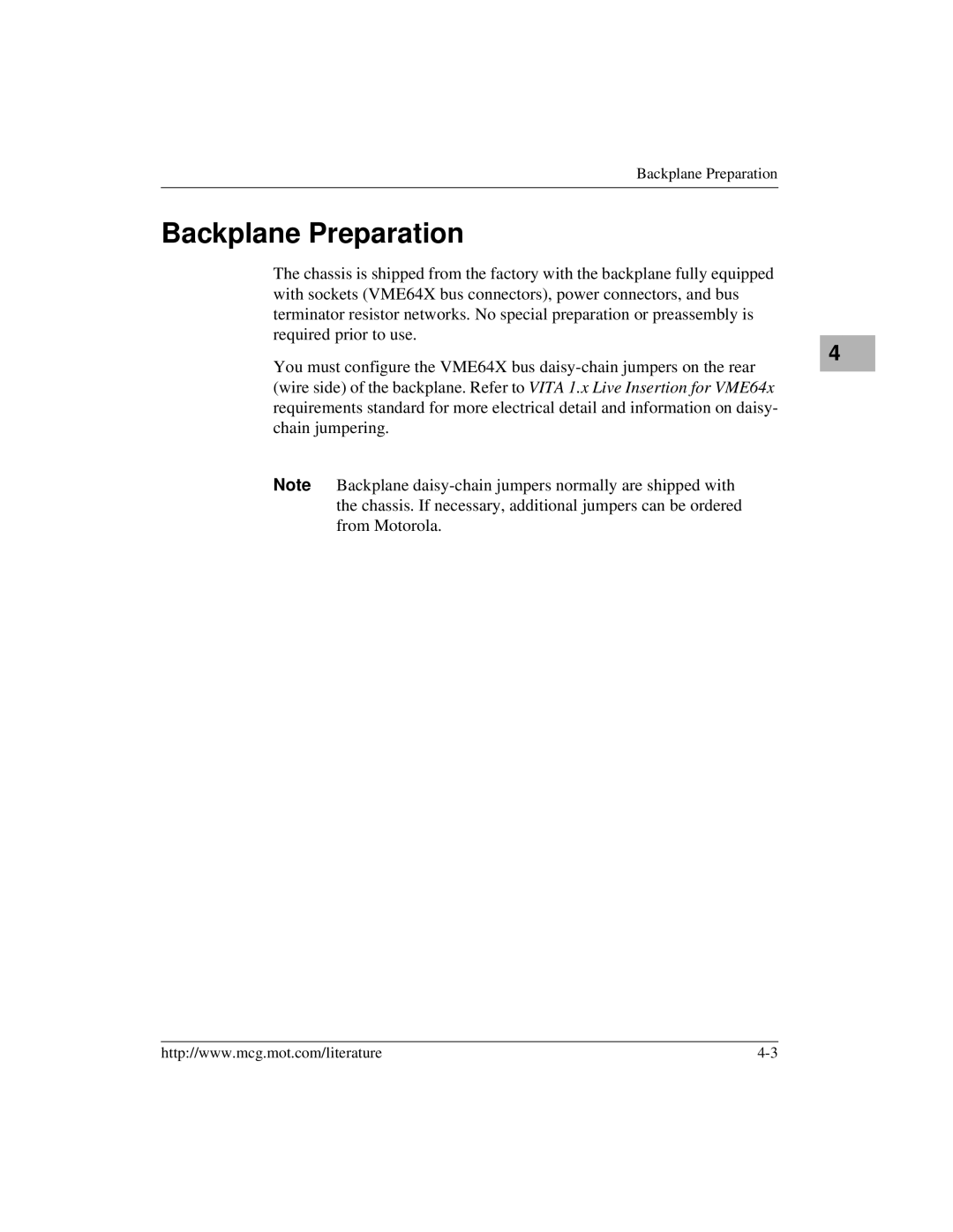 Motorola MVME956AC, MVME956UM2 user manual Backplane Preparation 