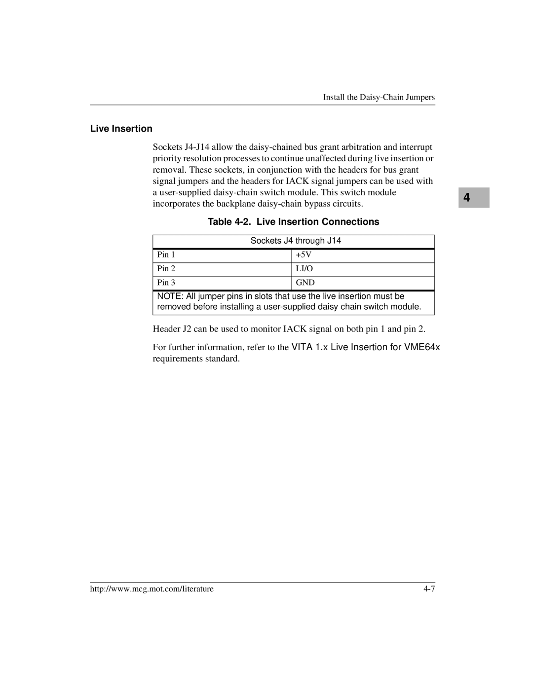 Motorola MVME956AC, MVME956UM2 user manual Live Insertion 