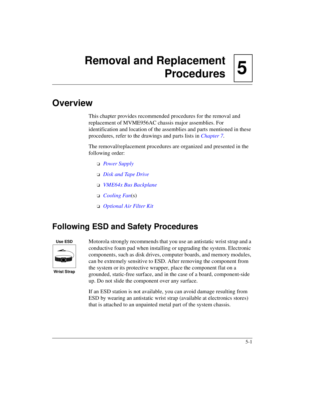 Motorola MVME956AC, MVME956UM2 user manual Removal and Replacement Procedures 