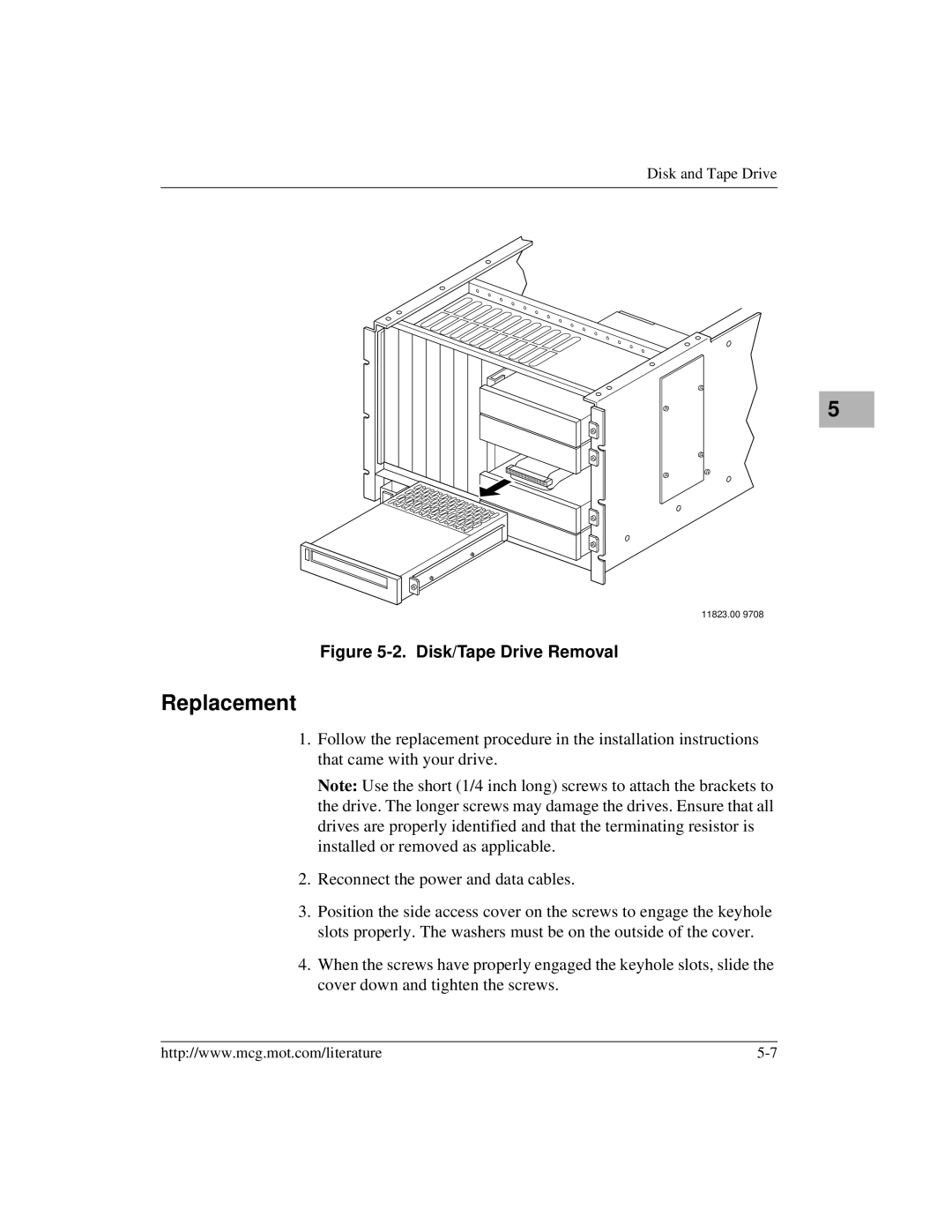 Motorola MVME956AC, MVME956UM2 user manual Disk/Tape Drive Removal 