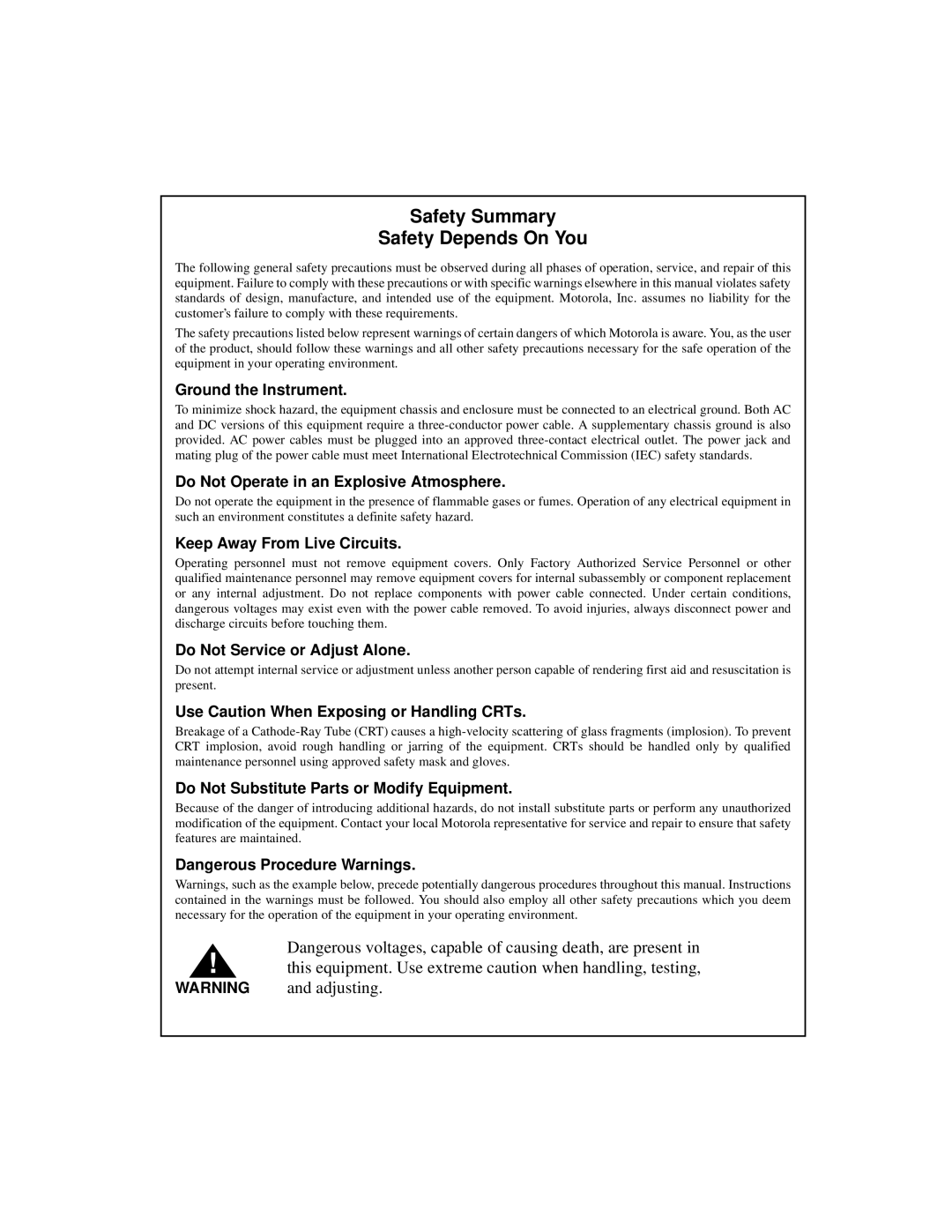 Motorola MVME956UM2, MVME956AC user manual Safety Summary Safety Depends On You 