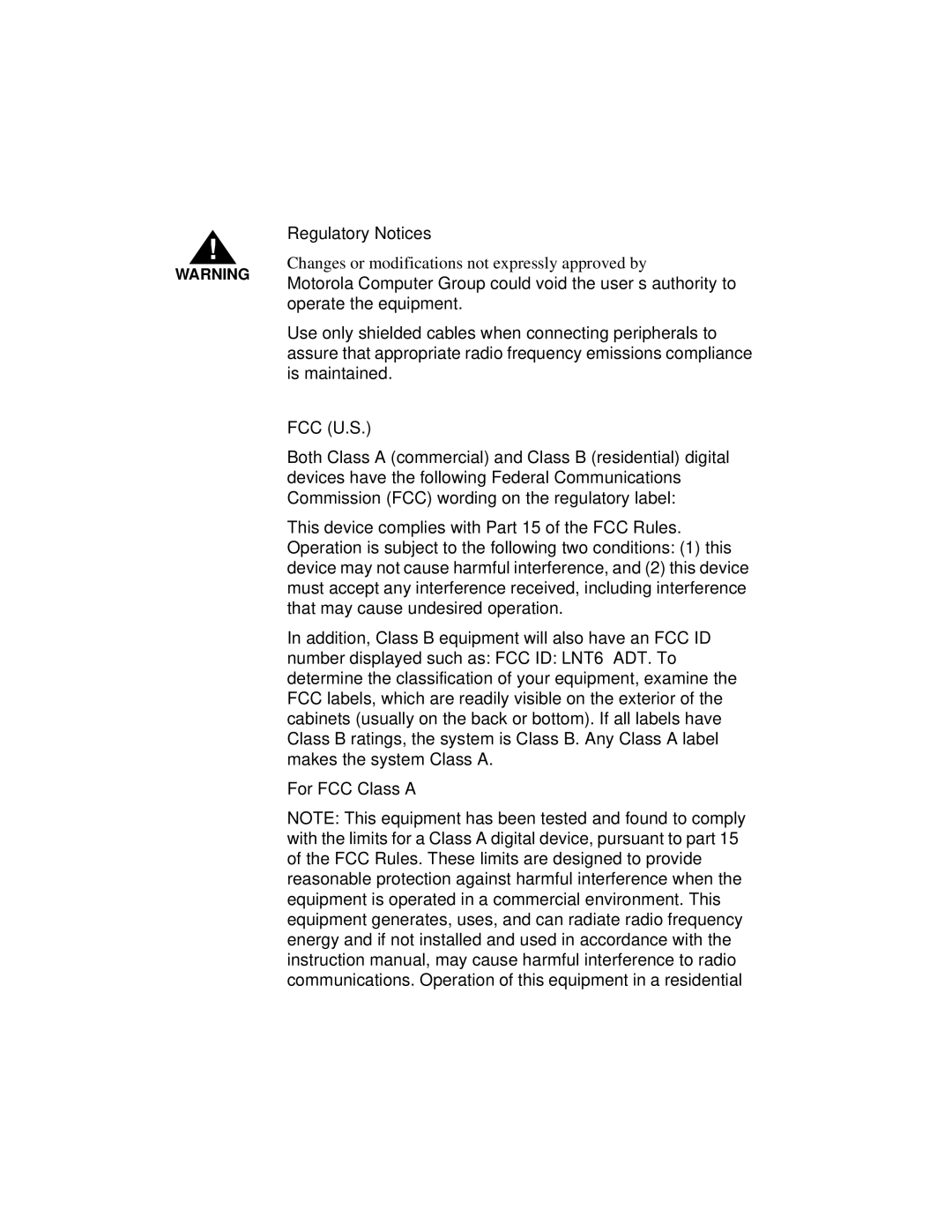 Motorola MVME956AC, MVME956UM2 user manual Regulatory Notices 