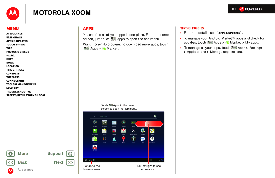 Motorola MZ601 manual To manage all your apps, touch Apps Settings, Updates, touch Apps Market My apps 