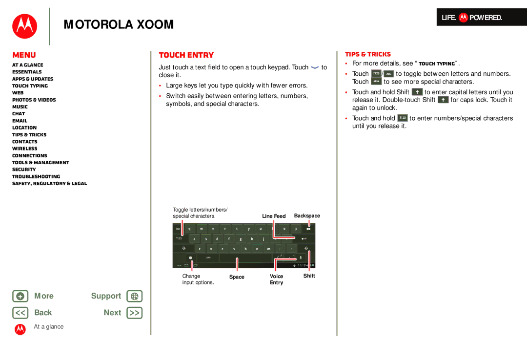 Motorola MZ601 manual Touch and hold Shift to enter capital letters until you 