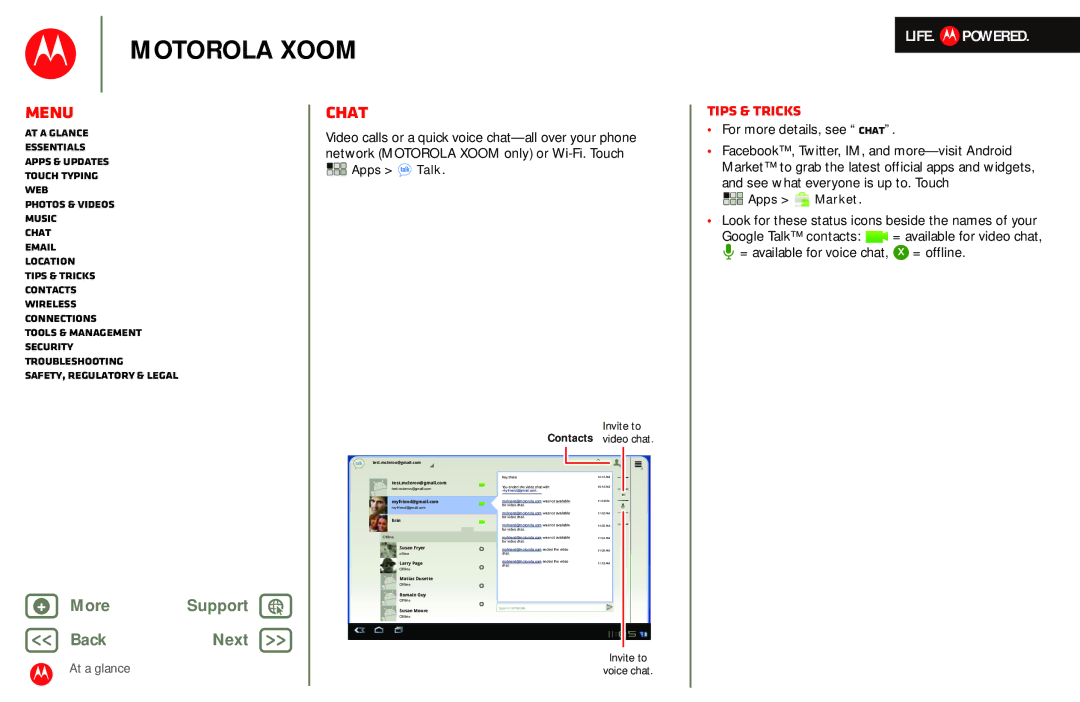 Motorola MZ601 manual For more details, see Chat, See what everyone is up to. Touch, Apps Talk 