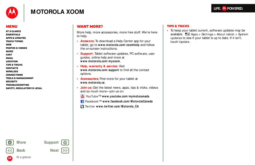 Motorola MZ601 manual Want more?, To keep your tablet current, software updates may be 