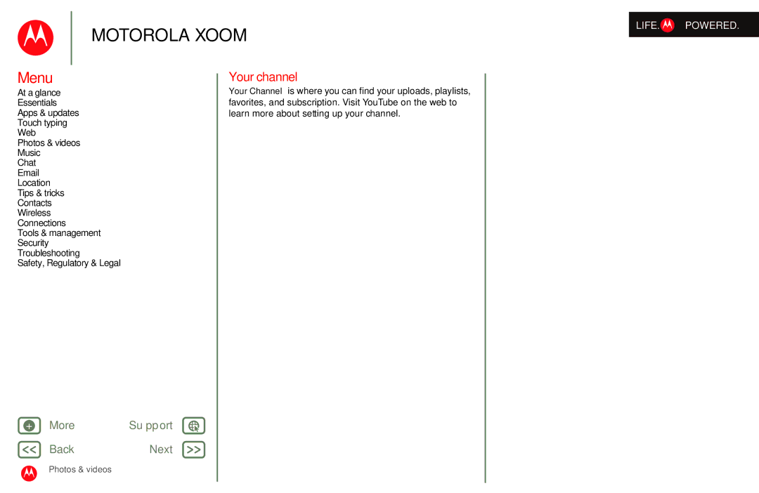 Motorola MZ601 manual Your channel 