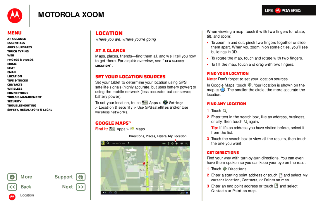 Motorola MZ601 manual Location, Set your location sources, Google Maps 