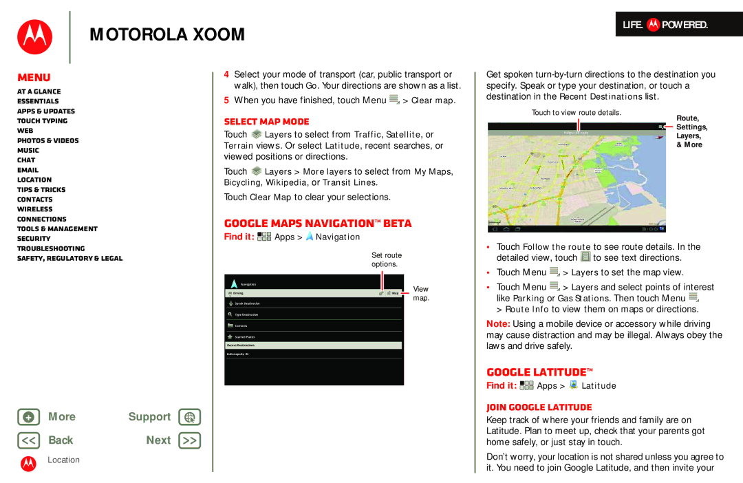 Motorola MZ601 manual Google Maps Navigation beta, Select map mode, Join Google Latitude 