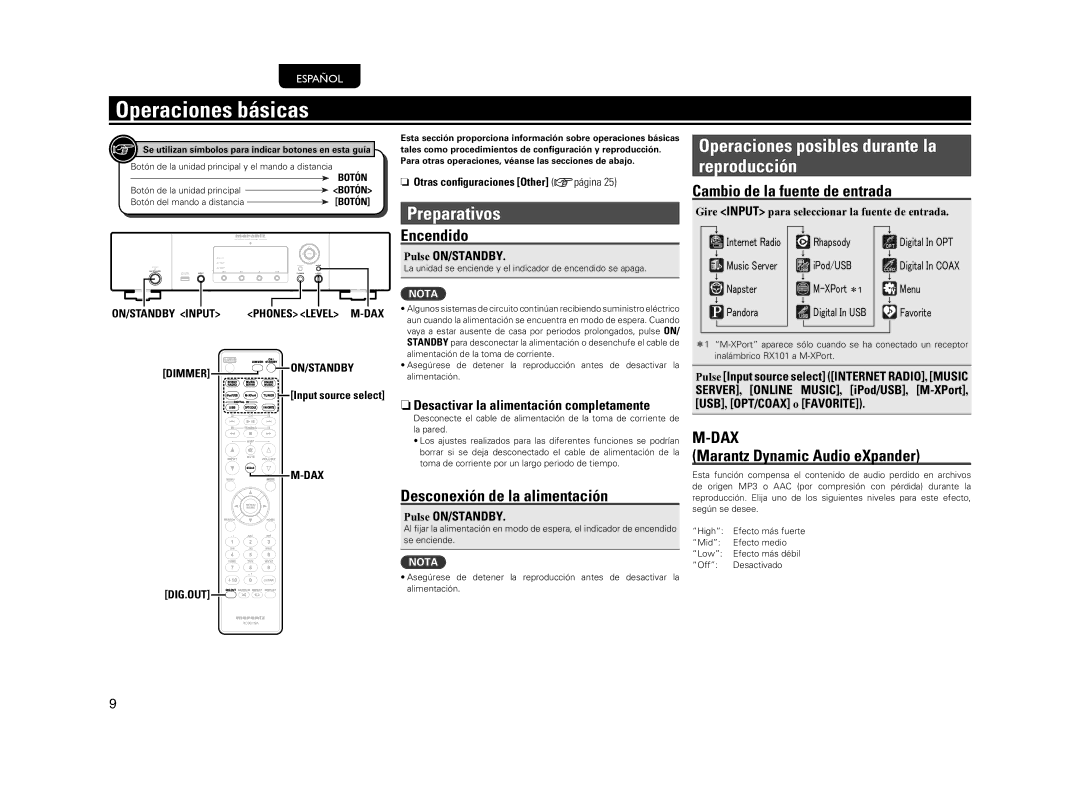 Motorola NA7004 manual Operaciones básicas, Preparativos Operaciones posibles durante la reproducción 