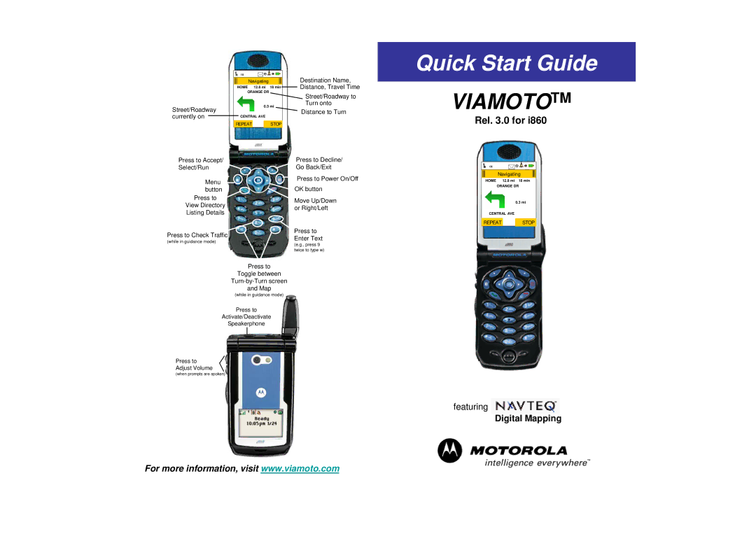 Motorola NAVTEQ quick start Viamototm 