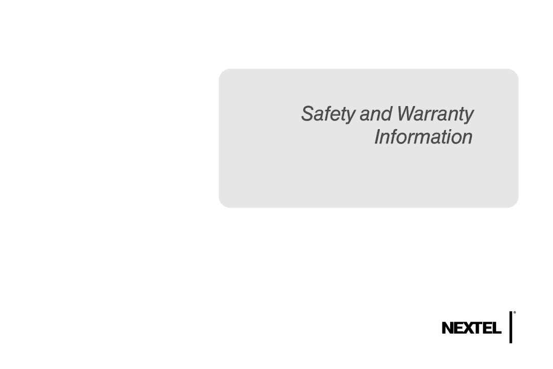 Motorola NNTN7794B manual Safety and Warranty Information 