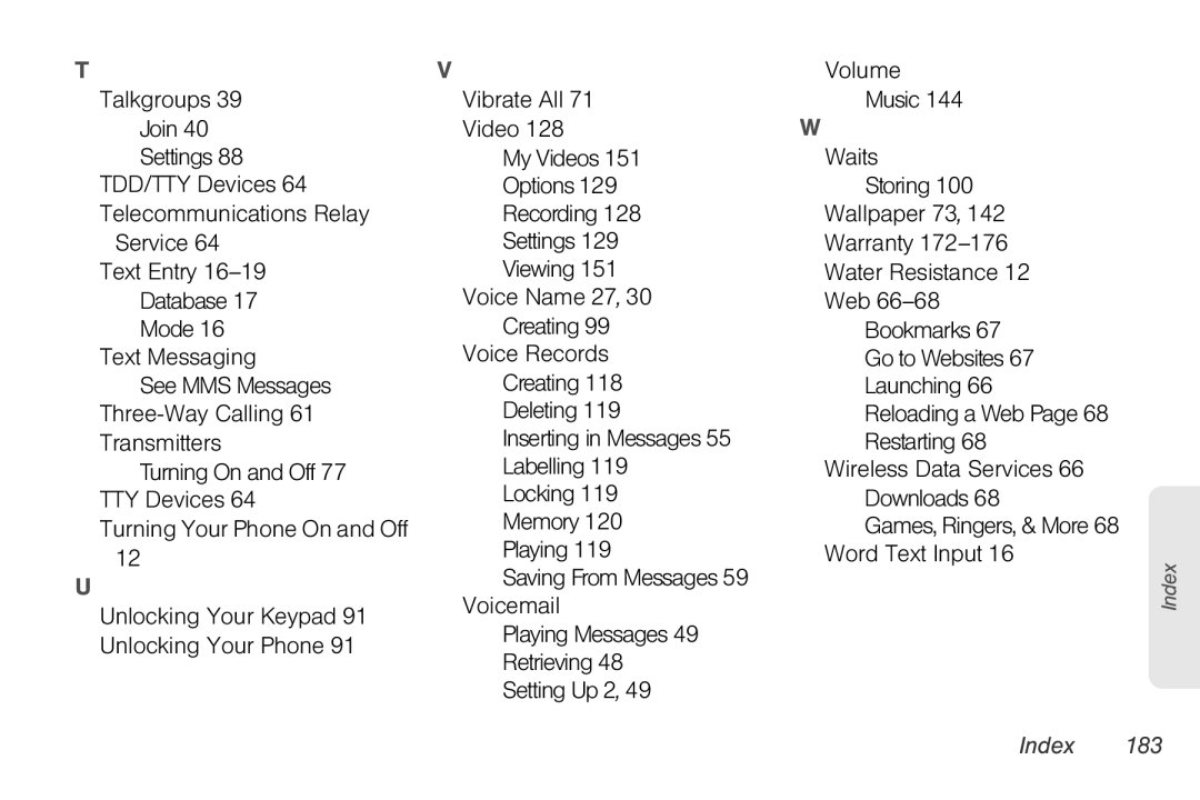 Motorola NNTN7794B manual Index 