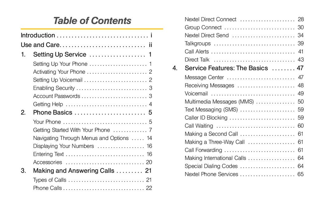 Motorola NNTN7794B manual Table of Contents 