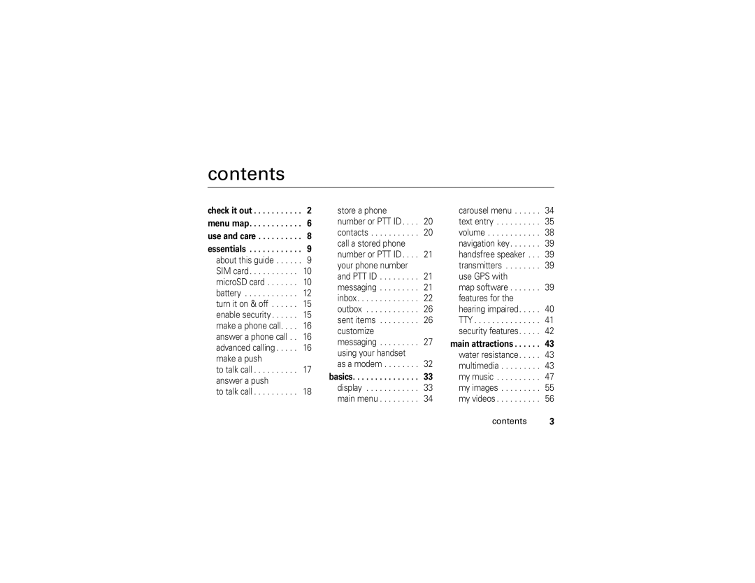 Motorola NNTN7795B manual Contents 