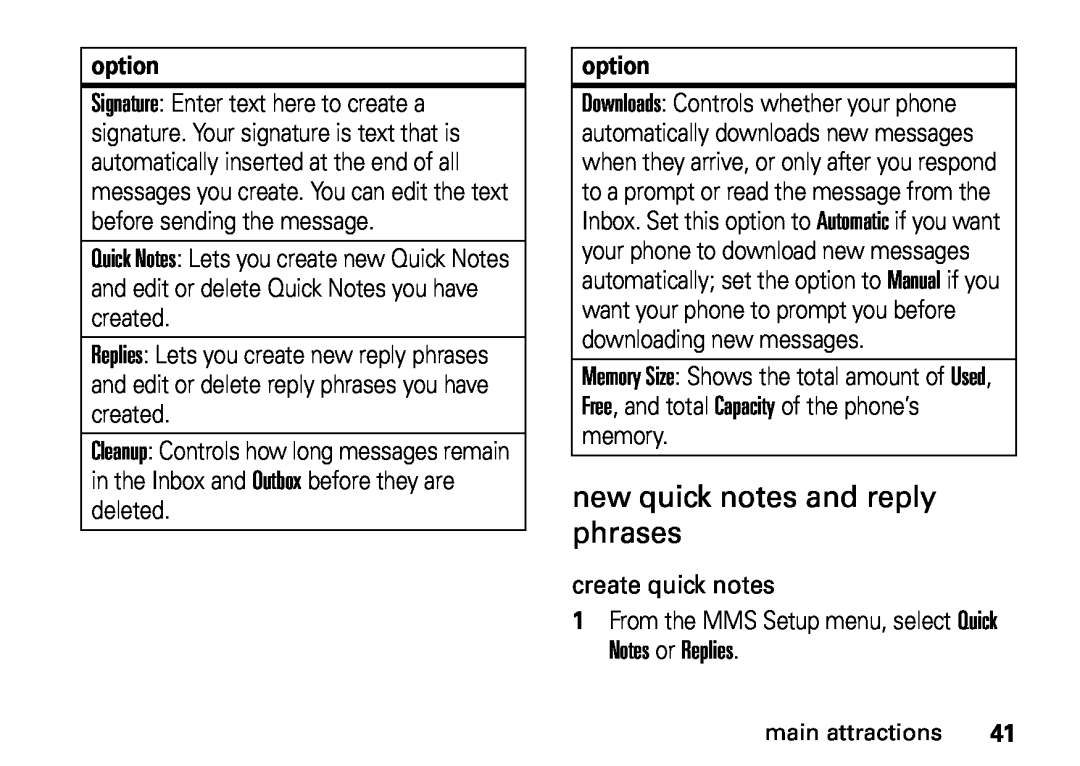 Motorola NNTN7813A, i410, H76XAH6JR7BN manual new quick notes and reply phrases 