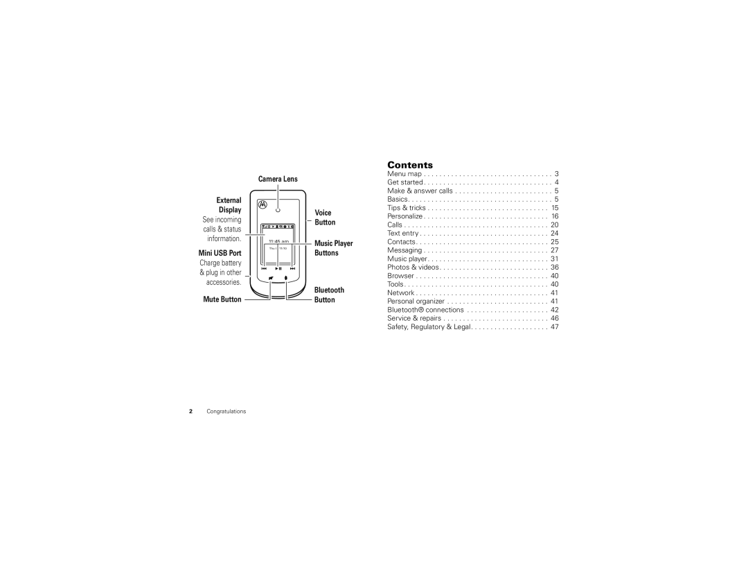 Motorola NNTN8041A, BALI manual Contents 