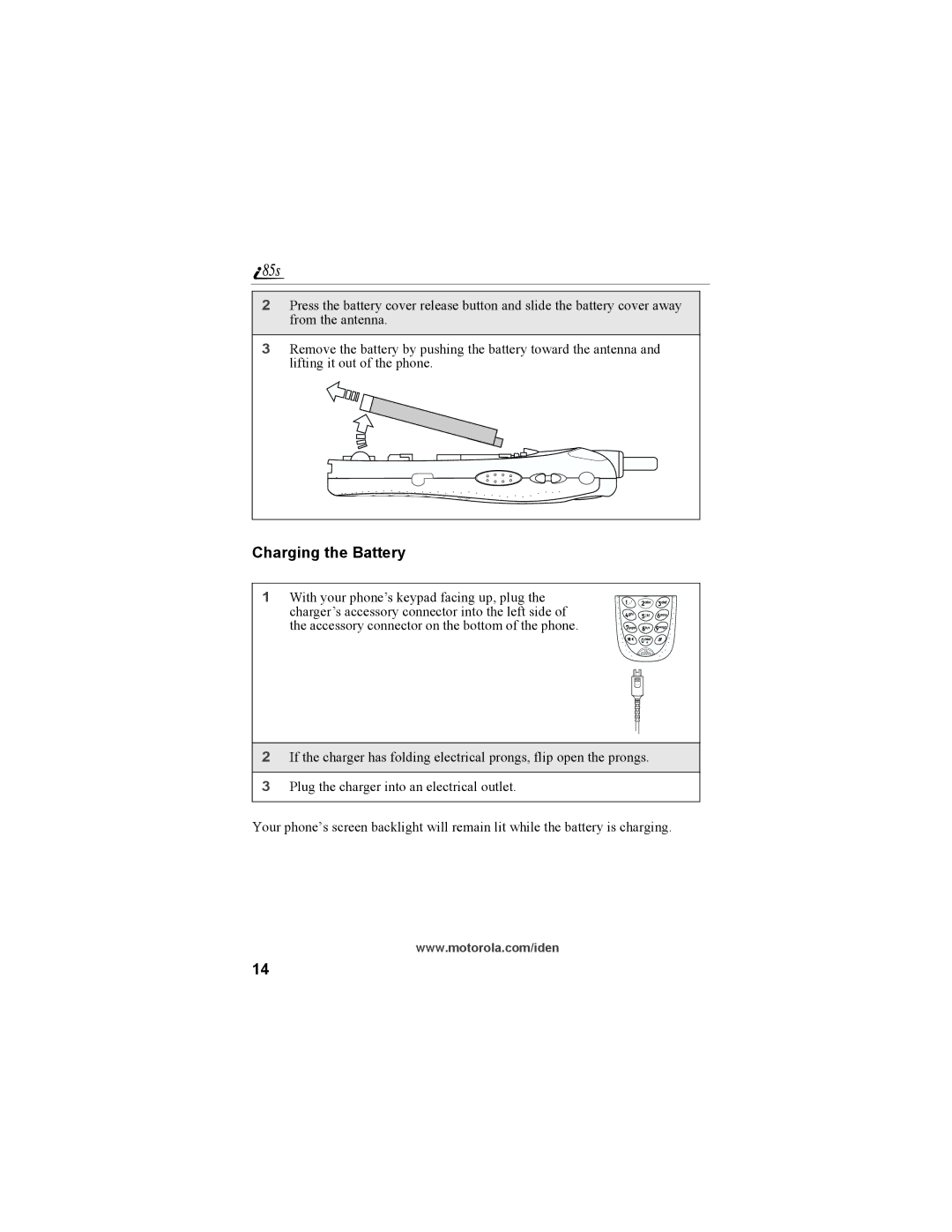 Motorola NTN9468-B manual Charging the Battery 