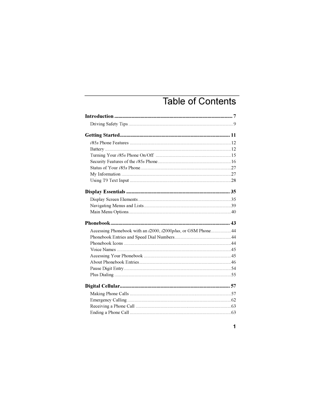 Motorola NTN9468-B manual Table of Contents 