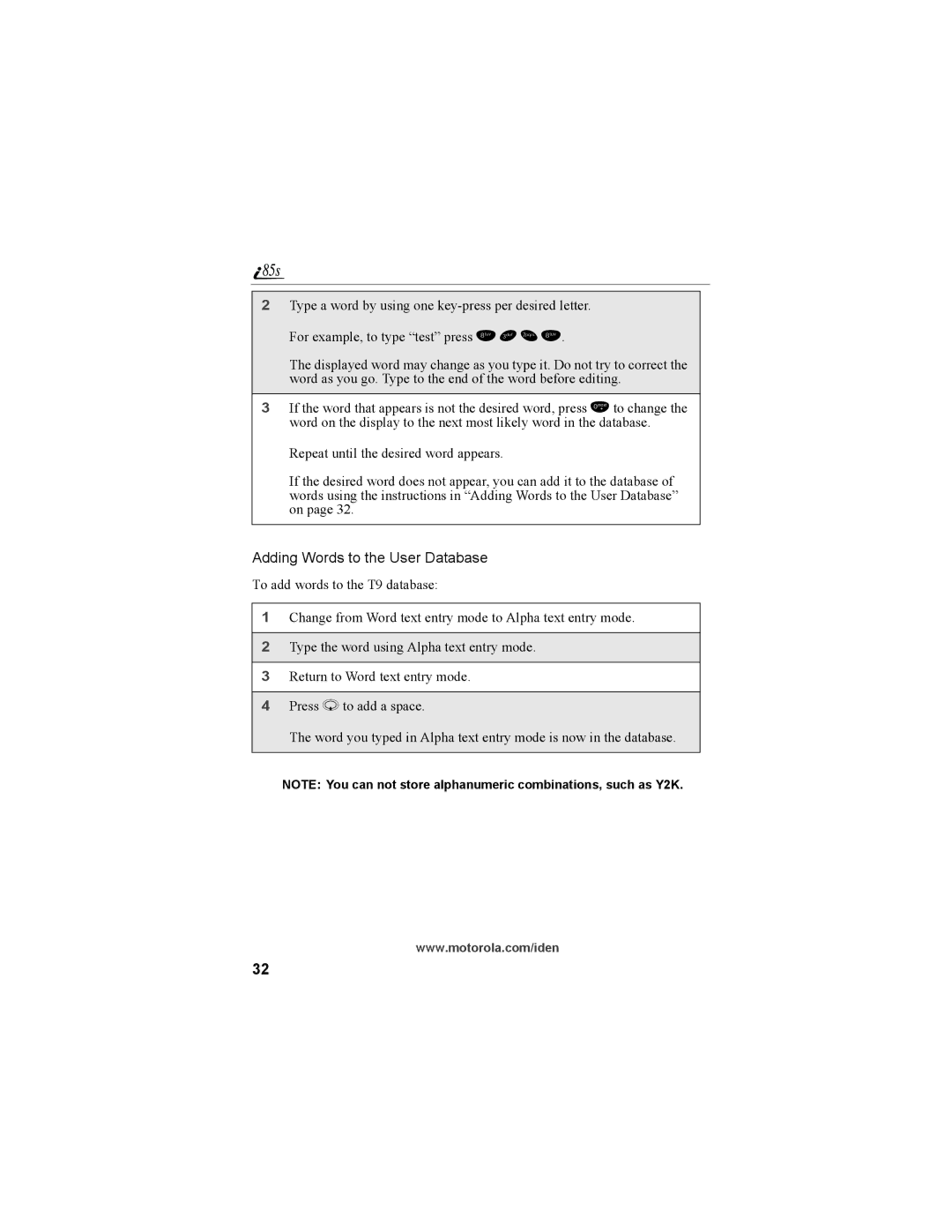 Motorola NTN9468-B manual Adding Words to the User Database 