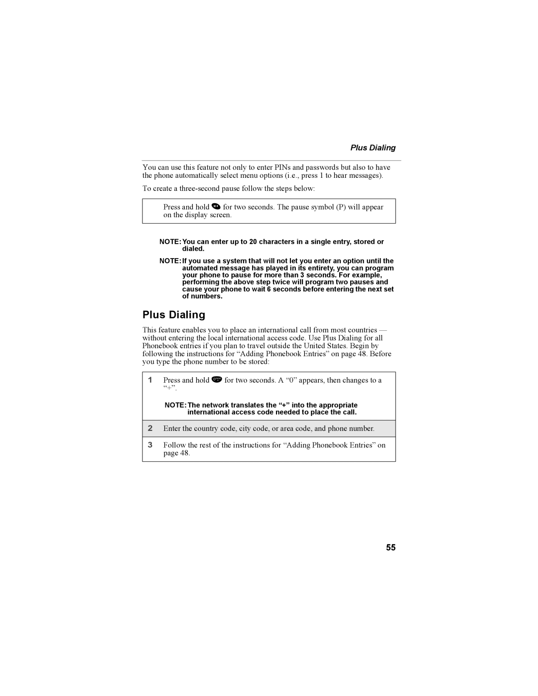 Motorola NTN9468-B manual Plus Dialing 