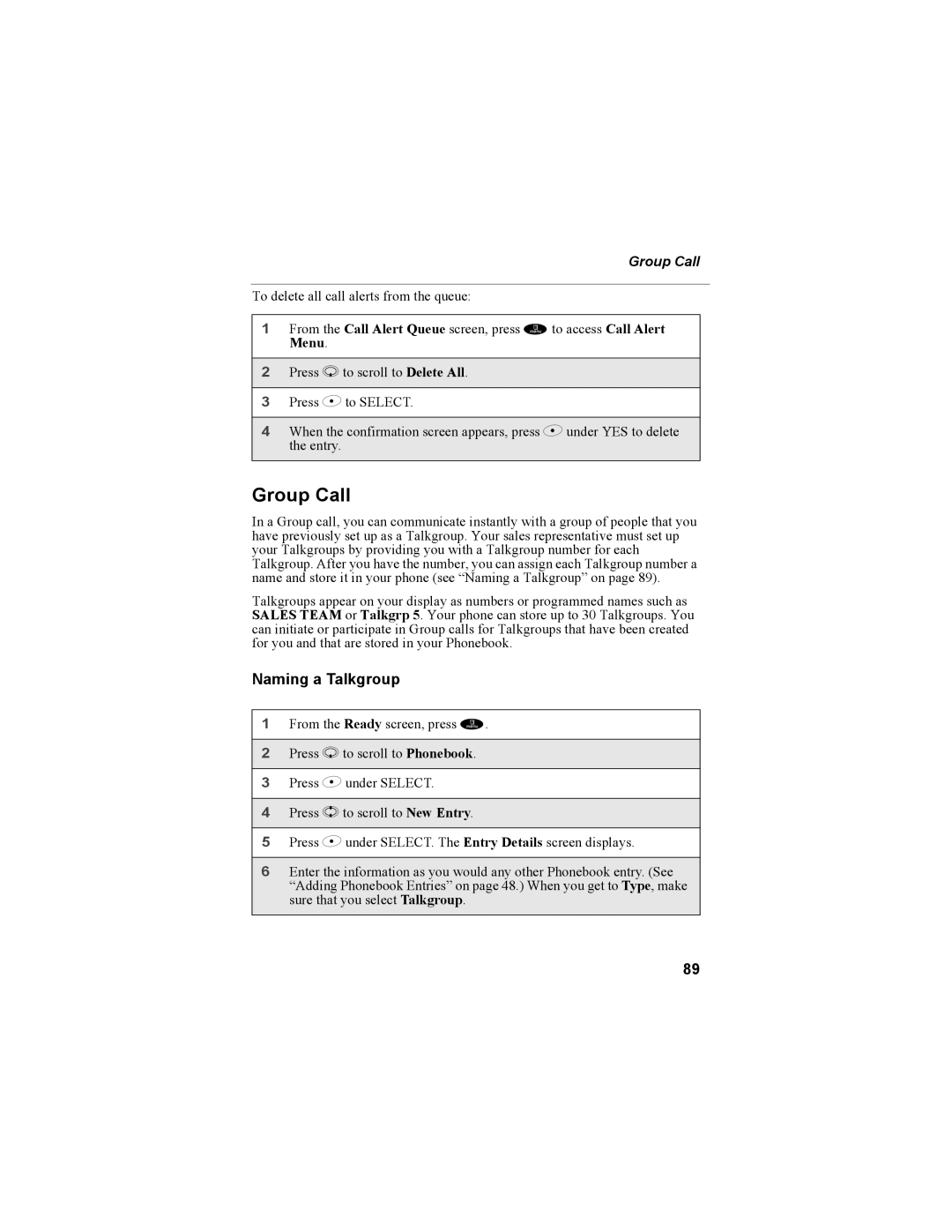 Motorola NTN9468-B manual Group Call, Naming a Talkgroup 