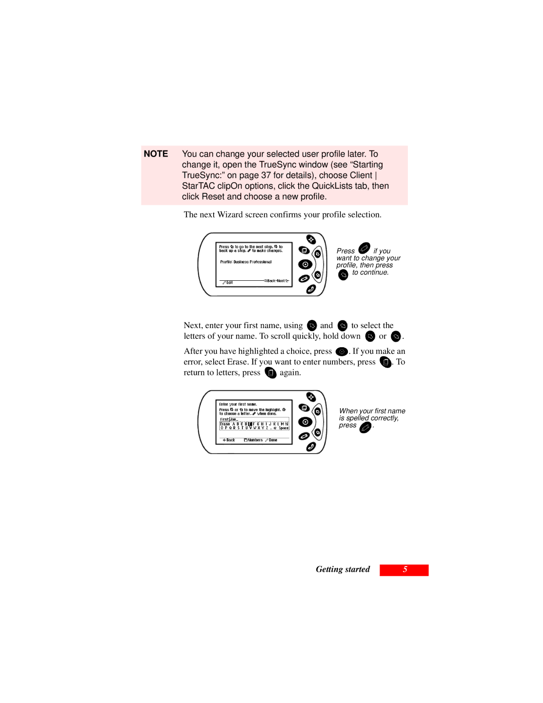 Motorola Organizer manual Next Wizard screen confirms your profile selection 