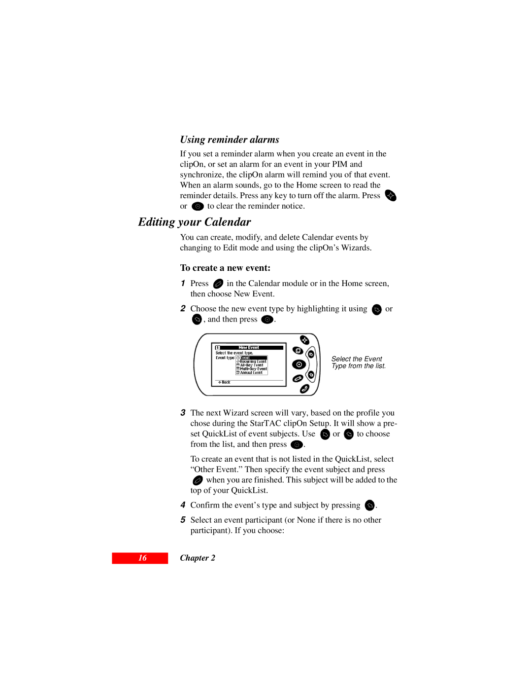 Motorola Organizer manual Editing your Calendar, To create a new event 