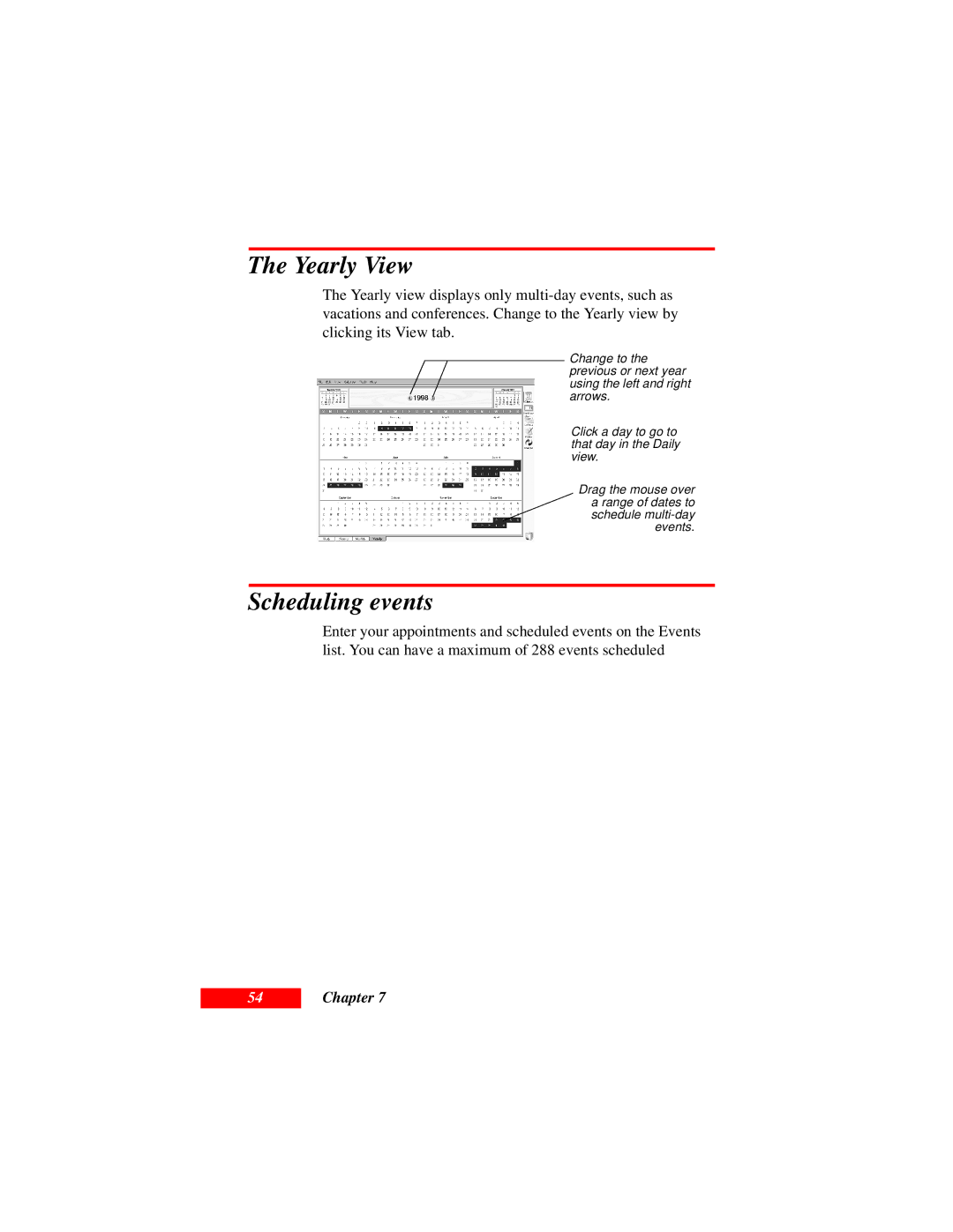 Motorola Organizer manual Yearly View, Scheduling events 