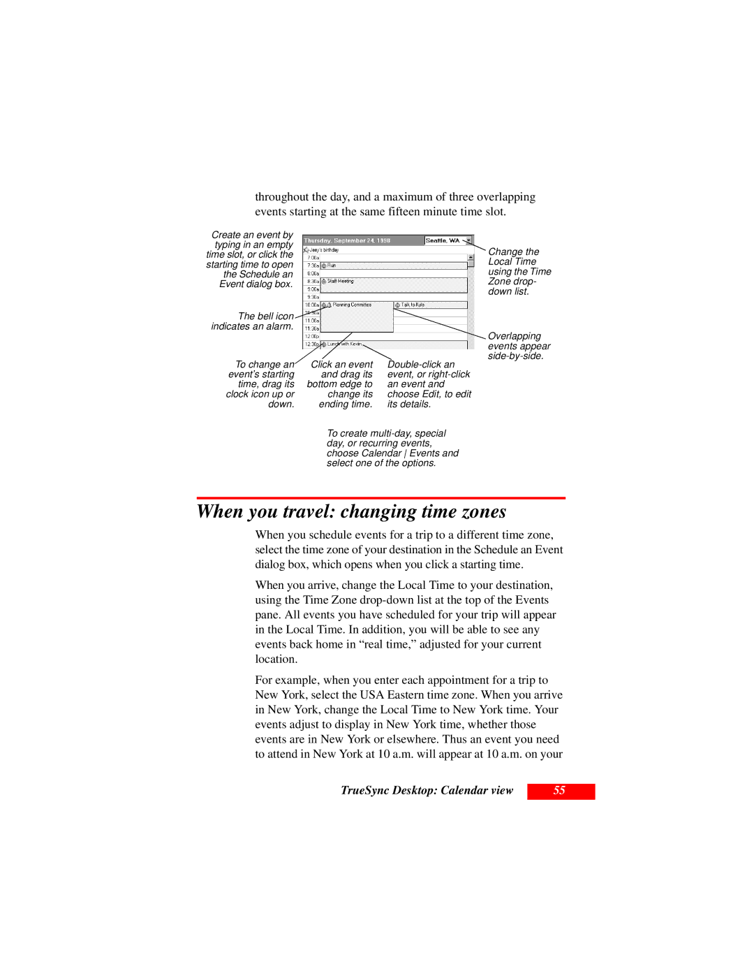 Motorola Organizer manual When you travel changing time zones 