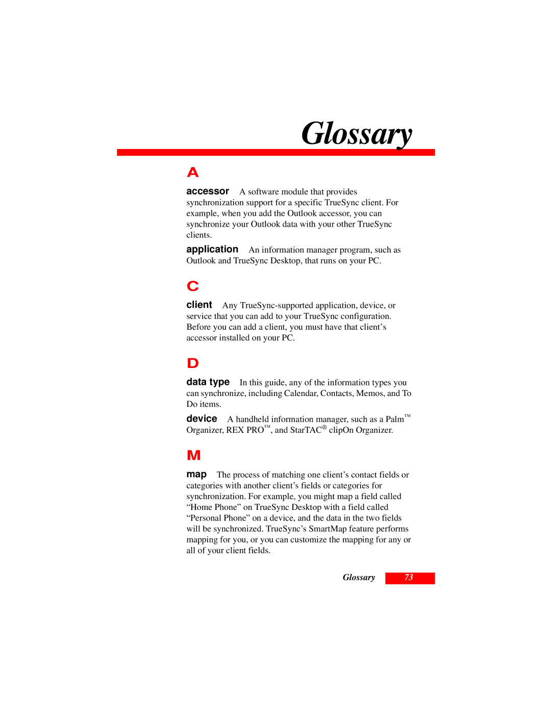 Motorola Organizer manual Glossary 