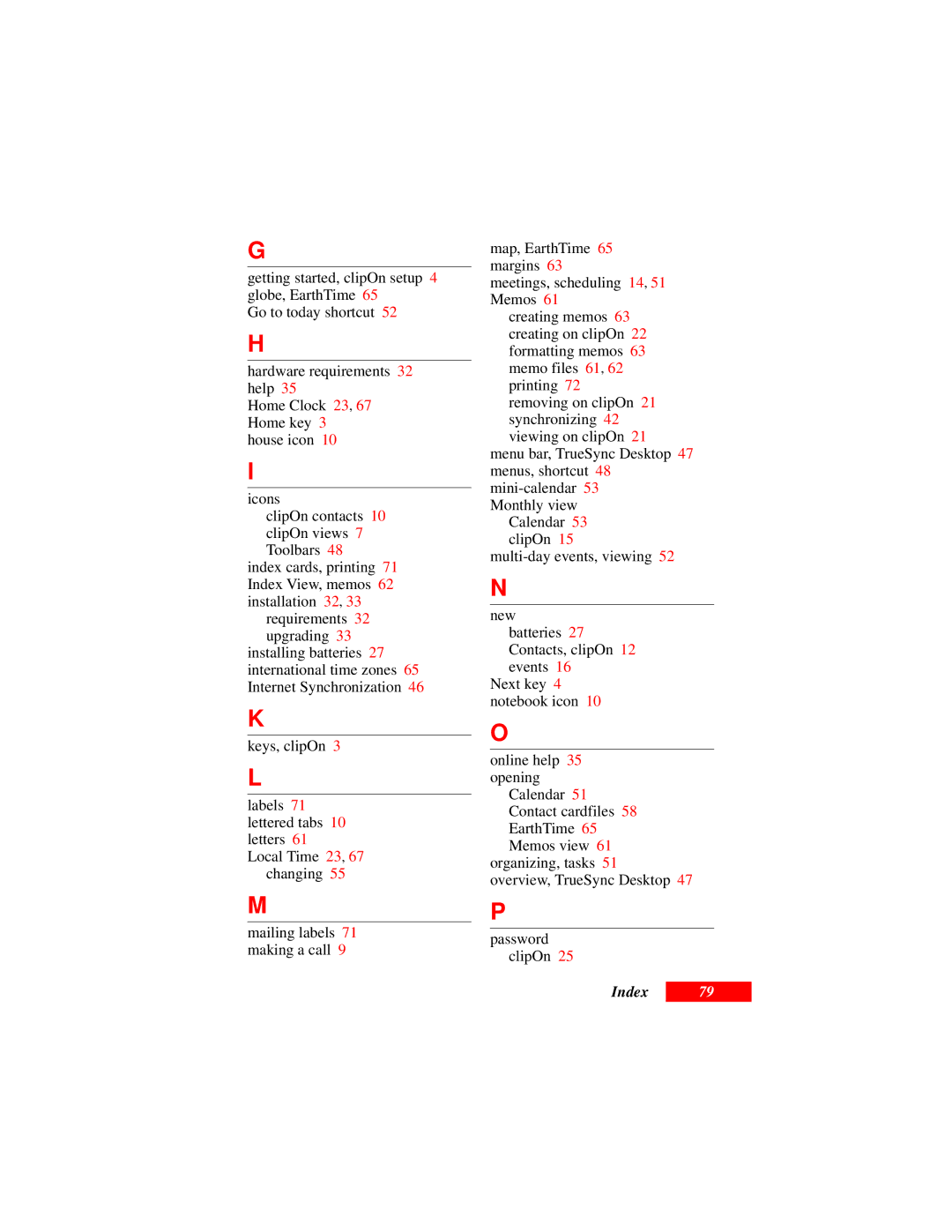 Motorola Organizer manual Index 