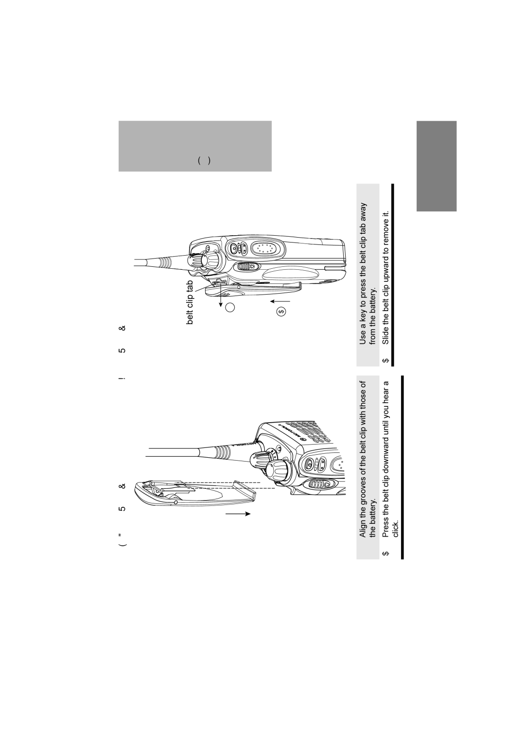 Motorola P040 manual Attaching the Belt Clip, Belt clip tab 