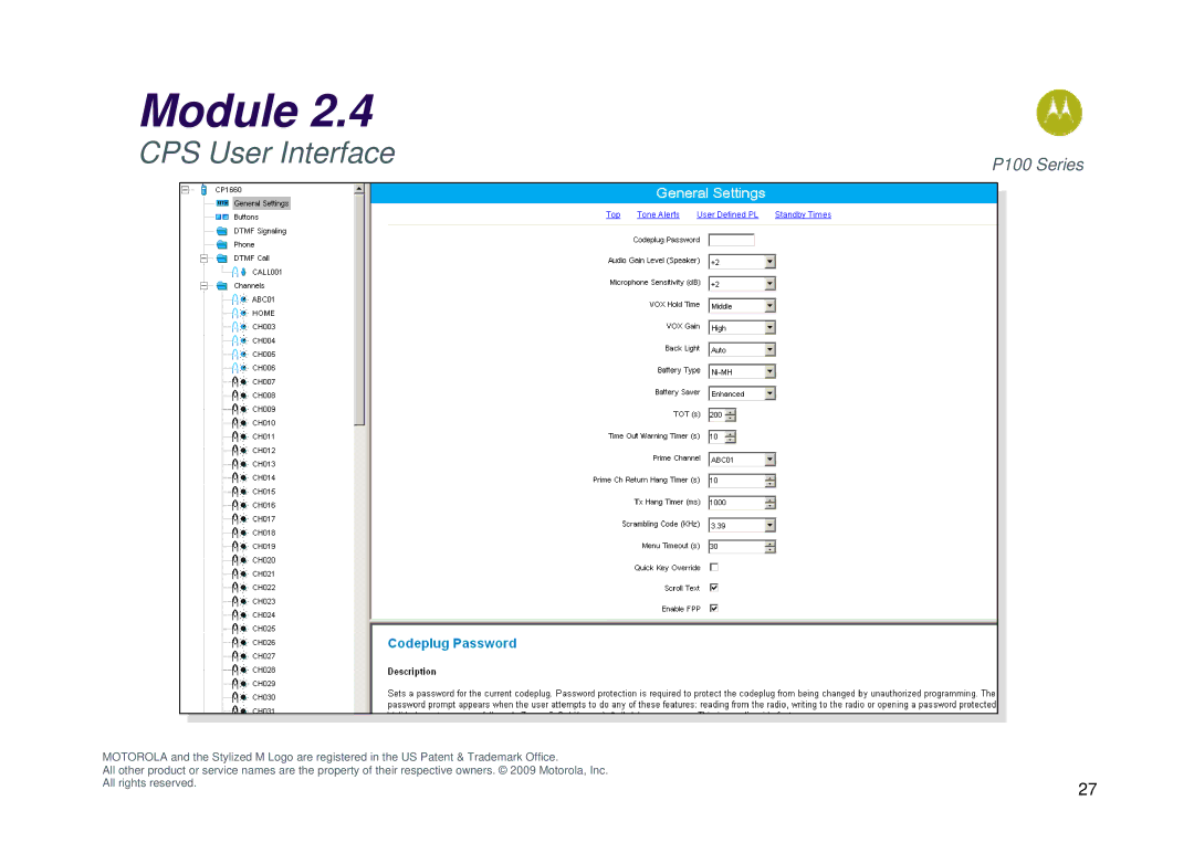 Motorola P100 manual CPS User Interface 